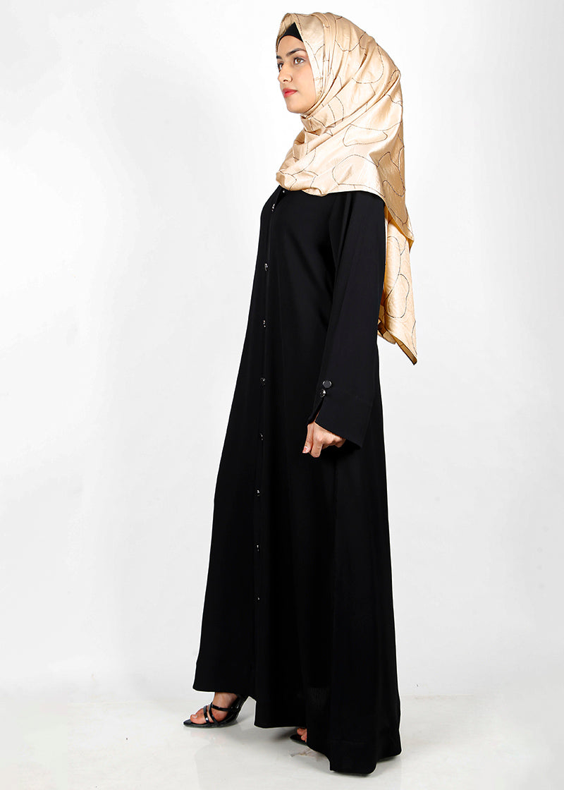 BeingMuslims Flowy Distinguished Black Abaya