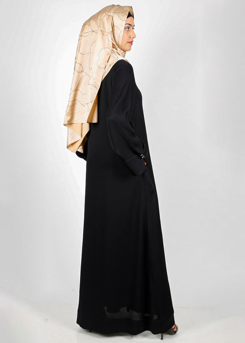 BeingMuslims Flowy Distinguished Black Abaya