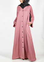 BeingMuslims Cascade Pleated Elegant Light Pink Abaya