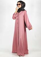 BeingMuslims Cascade Pleated Elegant Light Pink Abaya