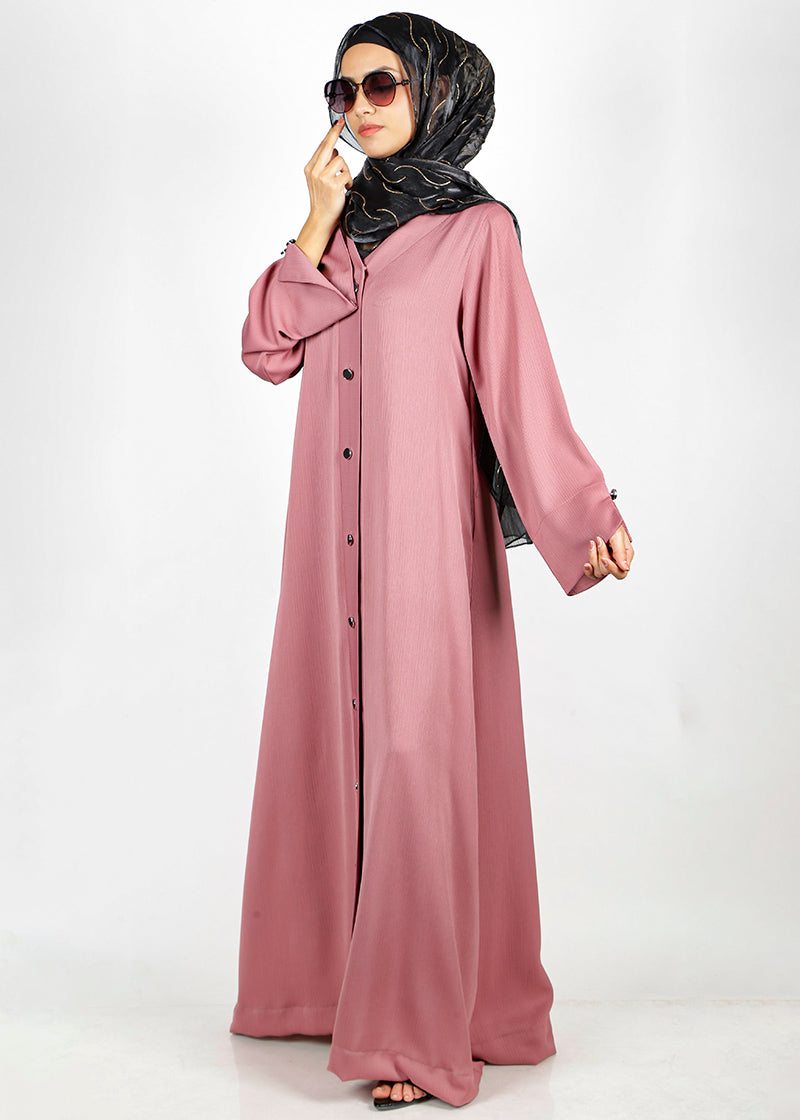 BeingMuslims Flowy Distinguished Onion Pink Abaya