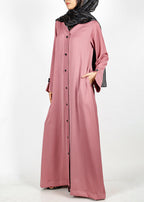 BeingMuslims Cascade Pleated Elegant Light Pink Abaya