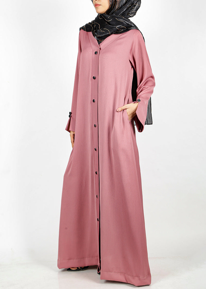 BeingMuslims Cascade Pleated Elegant Light Pink Abaya
