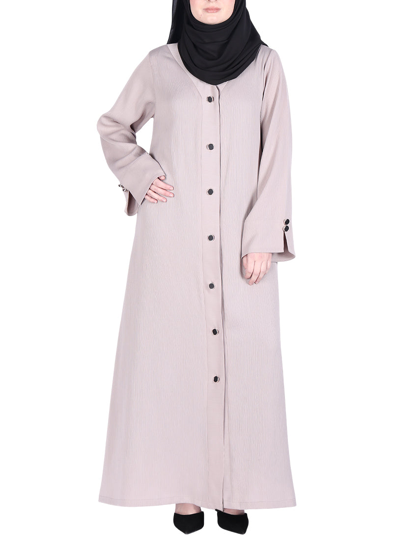 BeingMuslims Flowy Distinguished Light Beige Abaya