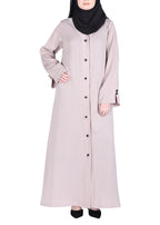 BeingMuslims Flowy Distinguished Light Beige Abaya