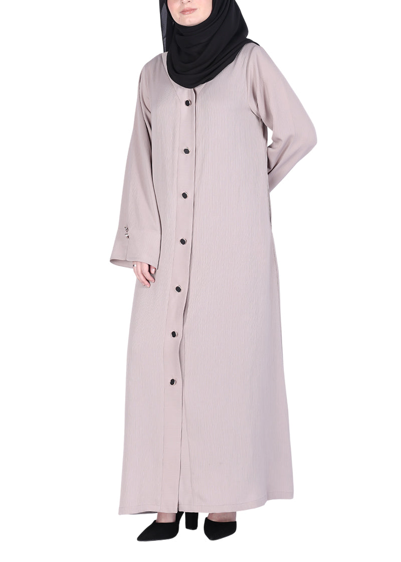 BeingMuslims Flowy Distinguished Light Beige Abaya