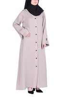 BeingMuslims Flowy Distinguished Light Beige Abaya