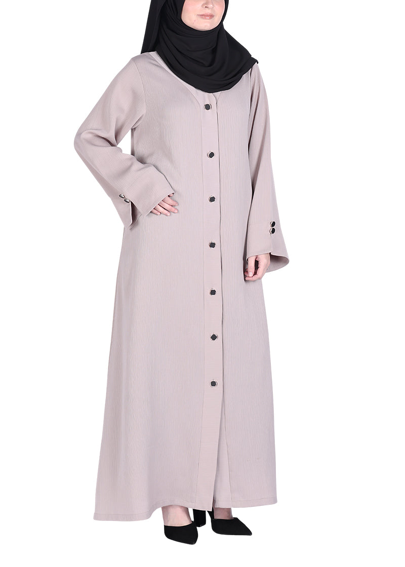 BeingMuslims Flowy Distinguished Light Beige Abaya