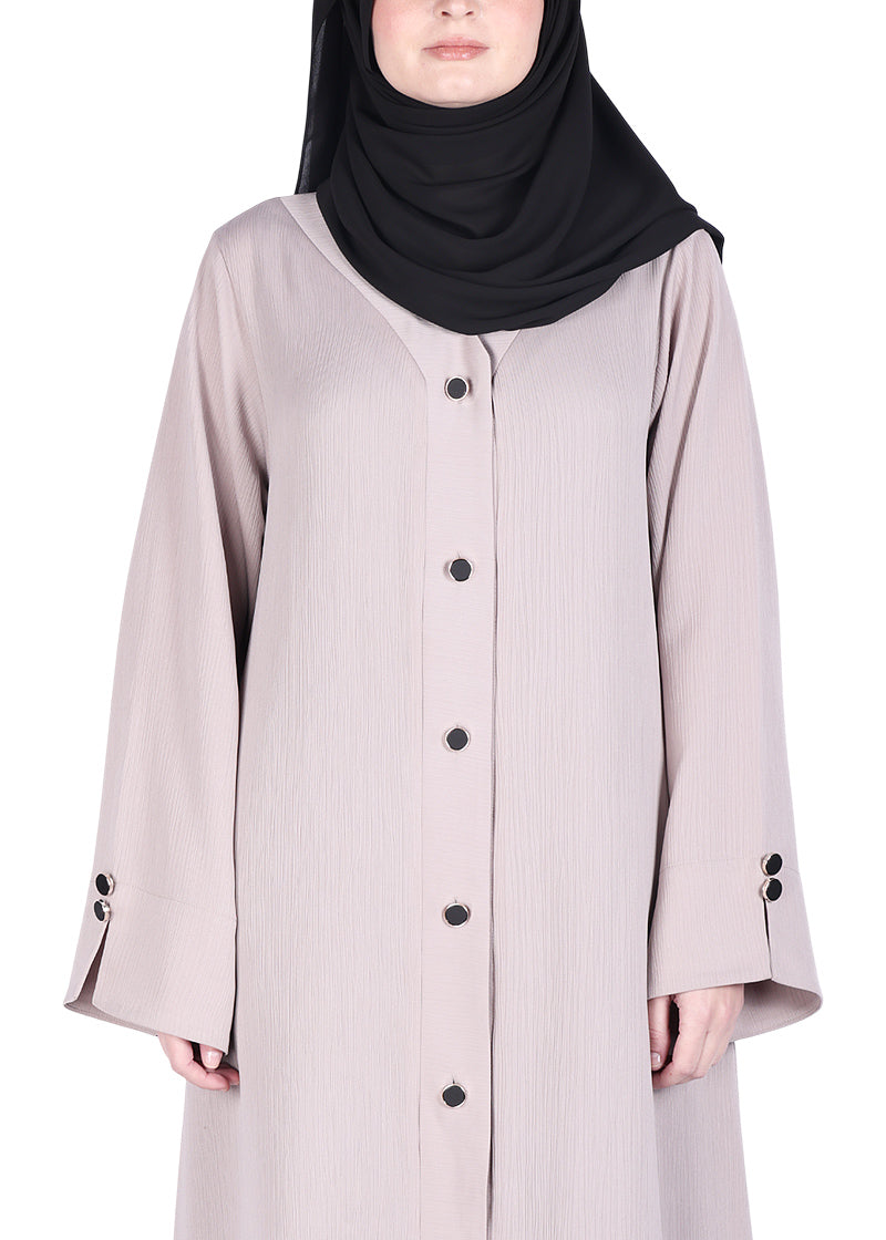 BeingMuslims Flowy Distinguished Light Beige Abaya