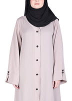 BeingMuslims Flowy Distinguished Light Beige Abaya