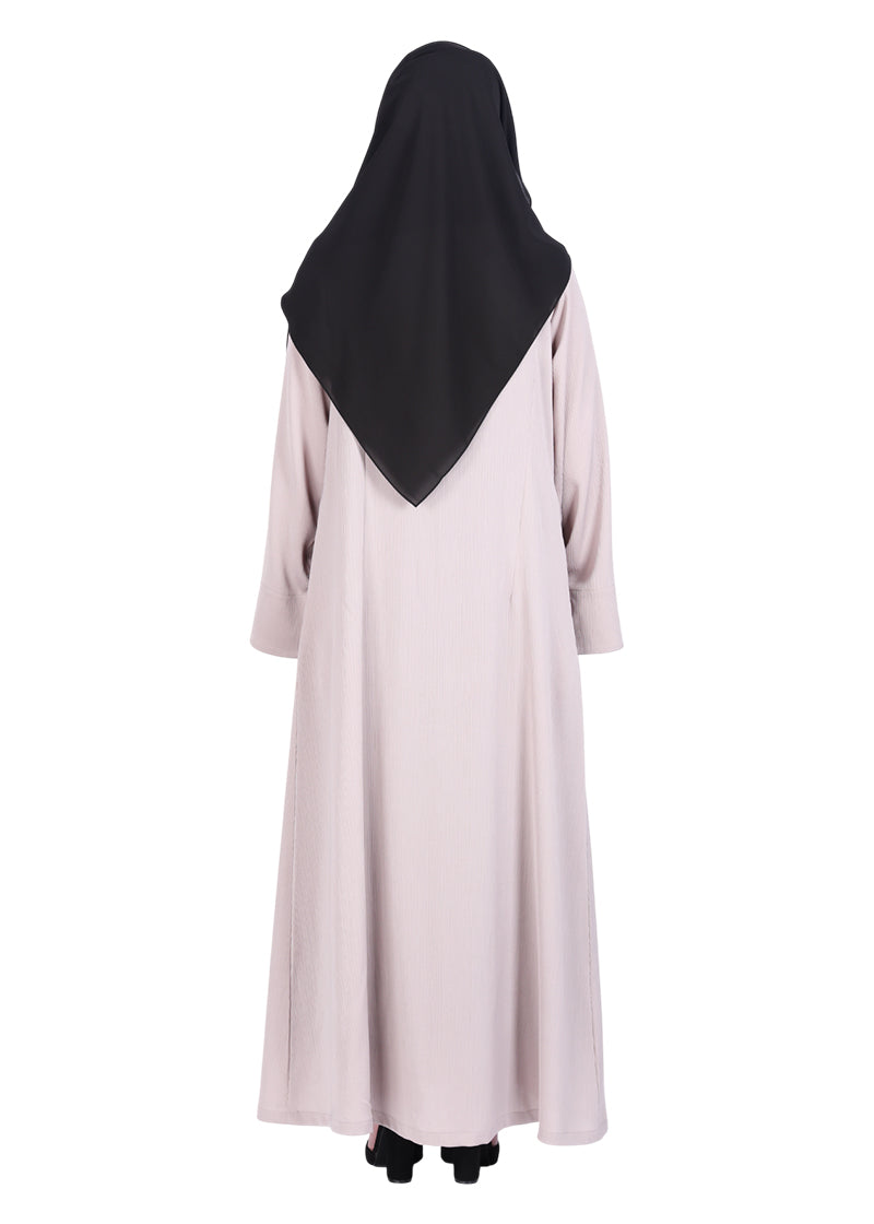 BeingMuslims Flowy Distinguished Light Beige Abaya