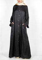 BeingMuslims Textured Elite Crush  Black Abaya