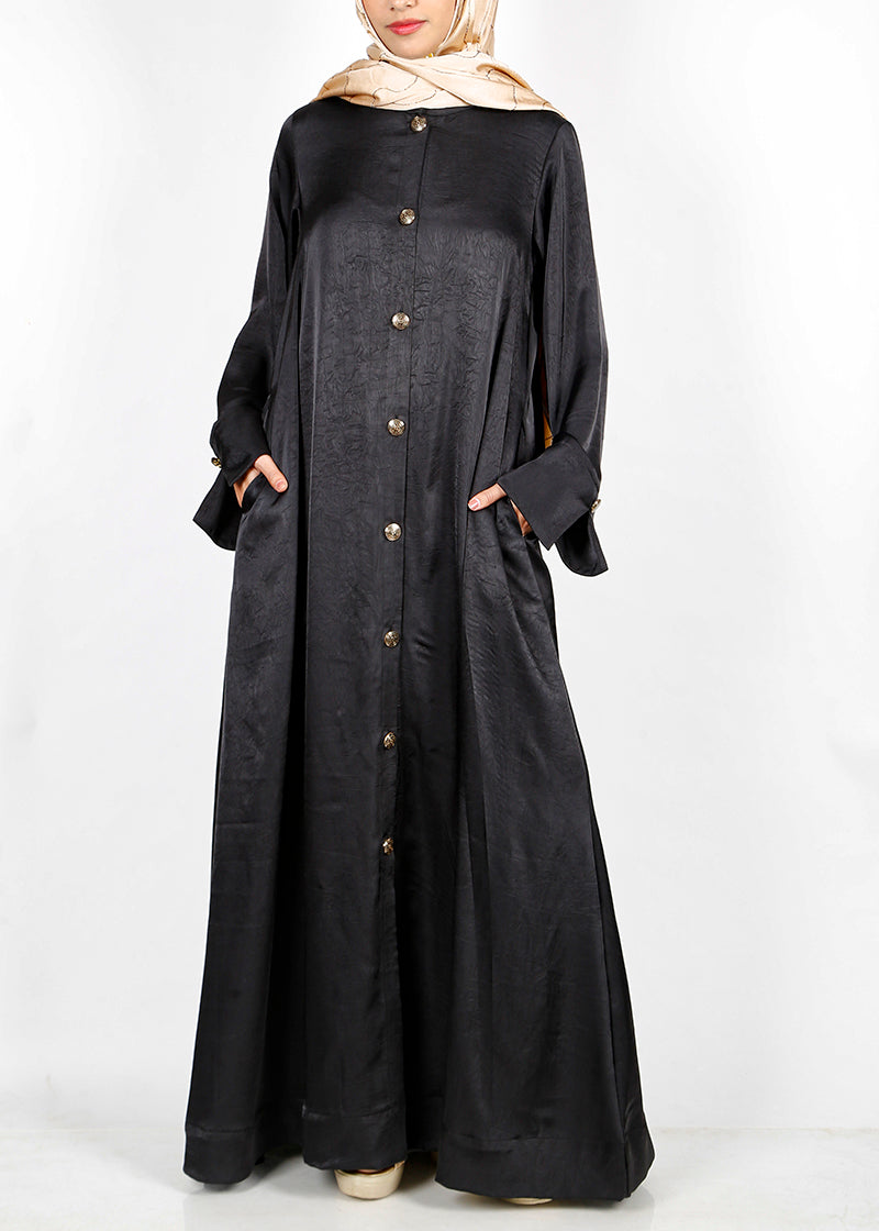 BeingMuslims Textured Elite Crush  Black Abaya