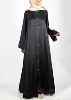 BeingMuslims Textured Elite Crush  Black Abaya