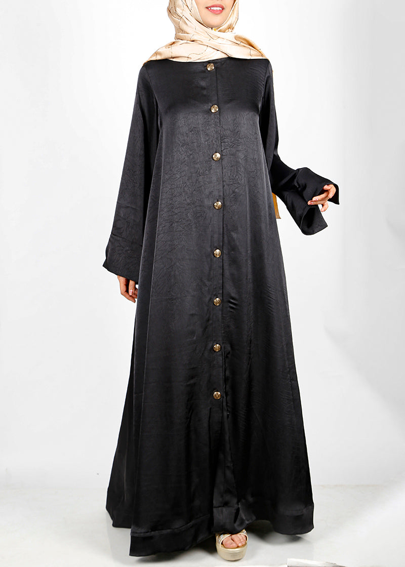 BeingMuslims Textured Elite Crush  Black Abaya