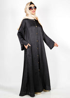 BeingMuslims Textured Elite Crush  Black Abaya