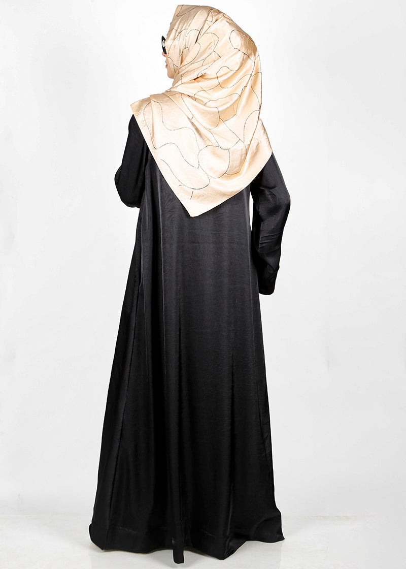 BeingMuslims Textured Elite Crush  Black Abaya