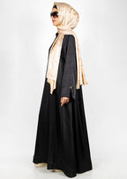 BeingMuslims Textured Elite Crush  Black Abaya
