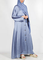 BeingMuslims Textured Elite Crush  Bluish Grey Abaya