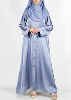 BeingMuslims Textured Elite Crush  Bluish Grey Abaya