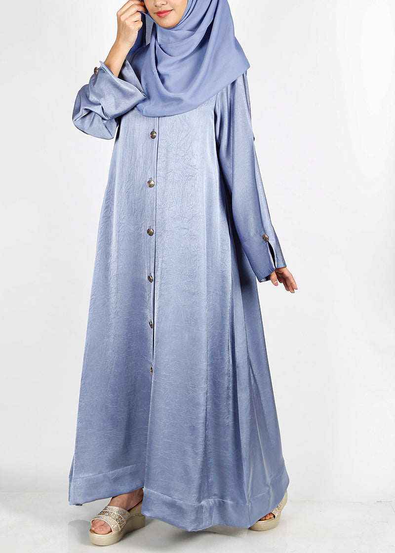 BeingMuslims Textured Elite Crush  Bluish Grey Abaya