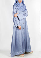 BeingMuslims Textured Elite Crush  Bluish Grey Abaya