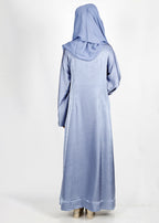 BeingMuslims Textured Elite Crush  Bluish Grey Abaya