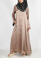 BeingMuslims Textured Elite Crush  Oak Brown Abaya