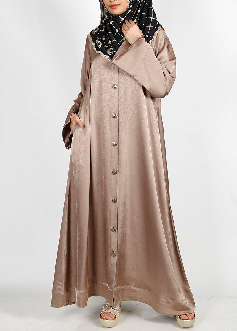 BeingMuslims Textured Elite Crush  Oak Brown Abaya