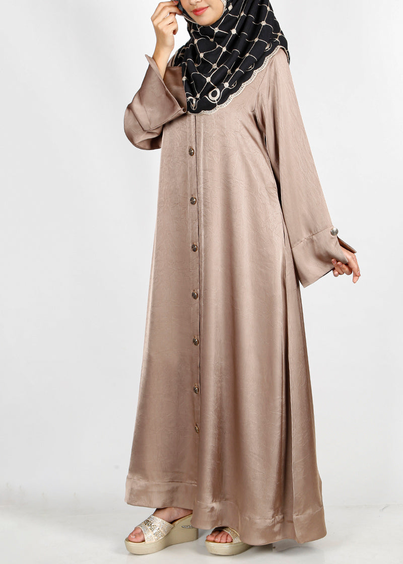 BeingMuslims Textured Elite Crush  Oak Brown Abaya