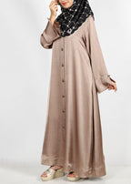 BeingMuslims Textured Elite Crush  Oak Brown Abaya