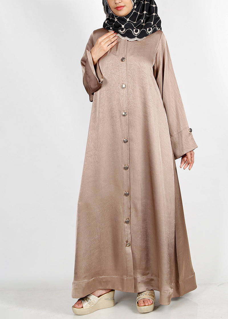 BeingMuslims Textured Elite Crush  Oak Brown Abaya