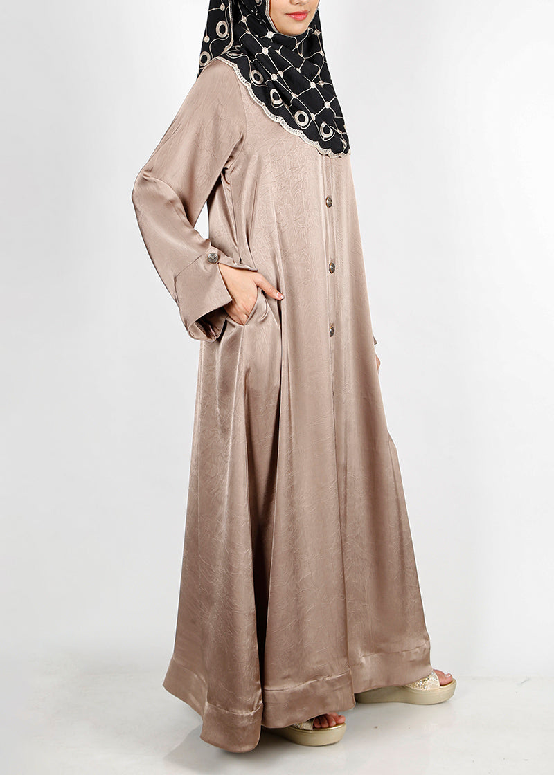 BeingMuslims Textured Elite Crush  Oak Brown Abaya