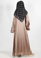 BeingMuslims Textured Elite Crush  Oak Brown Abaya