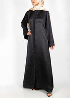 BeingMuslims Button-front Lustrous Black Abaya