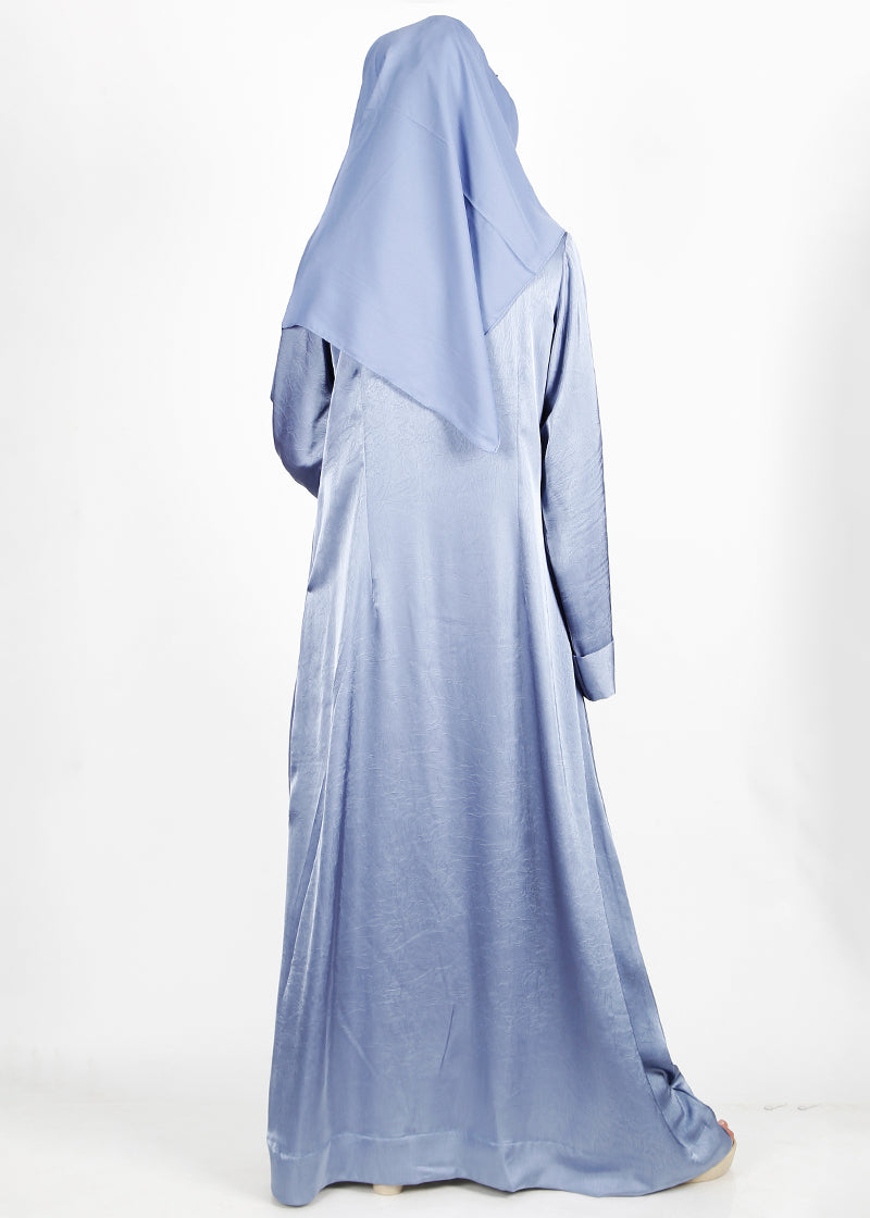 BeingMuslims Button-front Lustrous Bluish Grey Abaya