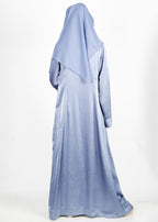 BeingMuslims Button-front Lustrous Bluish Grey Abaya