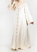 BeingMuslims Button-front Lustrous Cream Abaya
