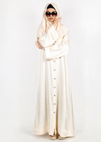 BeingMuslims Button-front Lustrous Cream Abaya