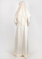 BeingMuslims Button-front Lustrous Cream Abaya