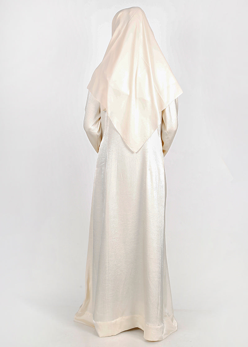BeingMuslims Button-front Lustrous Cream Abaya