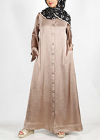 BeingMuslims Button-front Lustrous Oak Brown Abaya