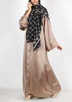 BeingMuslims Button-front Lustrous Oak Brown Abaya