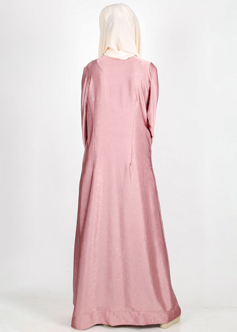 BeingMuslims Button-front Lustrous Rose Pink Abaya