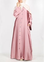 BeingMuslims Button-front Lustrous Rose Pink Abaya