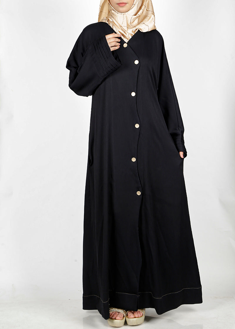 BeingMuslims Asymmetry Luxe Black Abaya