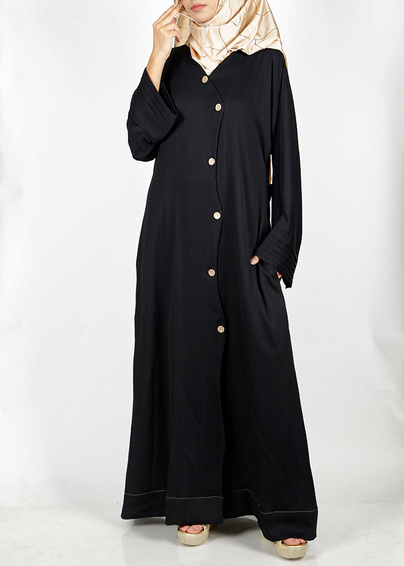 BeingMuslims Asymmetry Luxe Black Abaya
