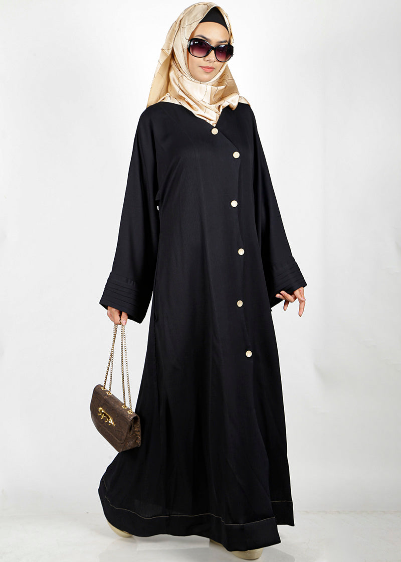 BeingMuslims Asymmetry Luxe Black Abaya