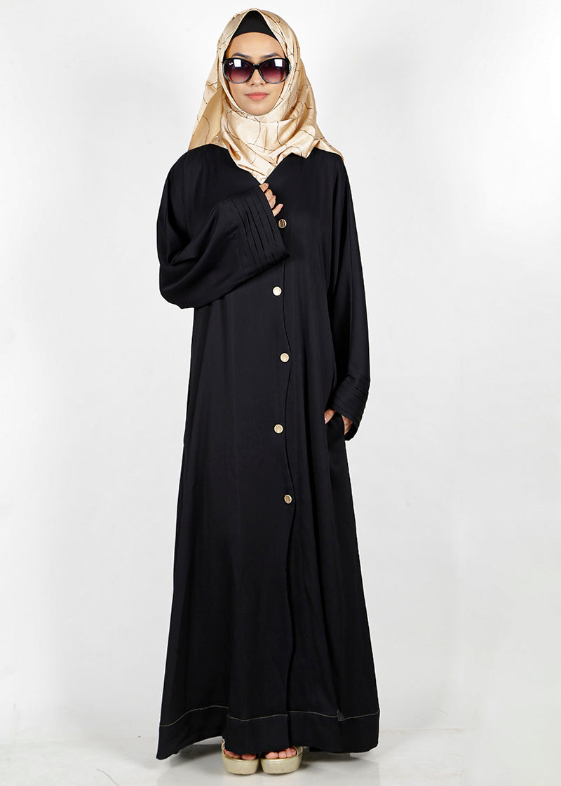 BeingMuslims Asymmetry Luxe Black Abaya