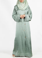 BeingMuslims Asymmetry Luxe Green Acqua Abaya